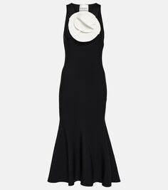 Платье миди с цветочной аппликацией Roland Mouret, черный
