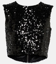 Укороченный топ с пайетками Dolce&amp;Gabbana, черный