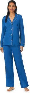 Вязаный пижамный комплект с длинными рукавами и вырезом LAUREN Ralph Lauren, синий