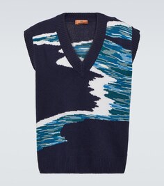 Жилет-свитер из шерсти, окрашенной в космос Missoni, синий