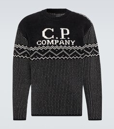 Жаккардовый свитер из шенилла и хлопка C.P. Company, черный