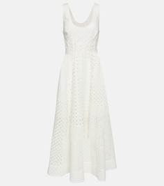 Платье миди anglaise из хлопка Zimmermann, белый
