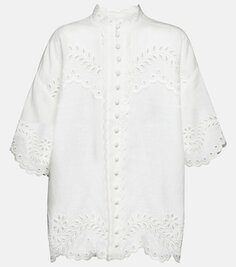 Блузка junie из английского льна с вышивкой Zimmermann, белый