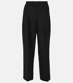 Укороченные брюки со складками из смесовой шерсти Toteme, черный