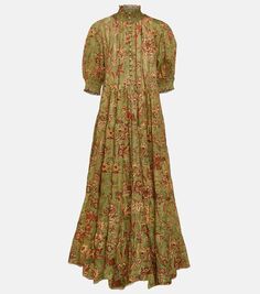 Платье макси junie с цветочным принтом Zimmermann, зеленый