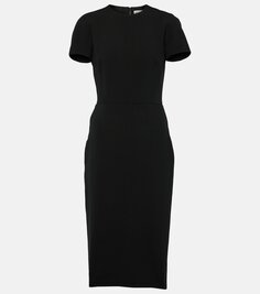 Приталенное платье миди из крепа-футболки Victoria Beckham, черный