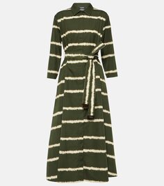 Платье миди olanda в полоску из хлопка &apos;S Max Mara, зеленый