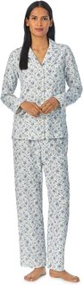 Пижамный комплект из матового твила с длинными рукавами и вырезом LAUREN Ralph Lauren, цвет Blue Floral