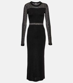 Полупрозрачное трикотажное платье макси Toteme, черный