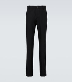 Шерстяные прямые брюки Versace, черный