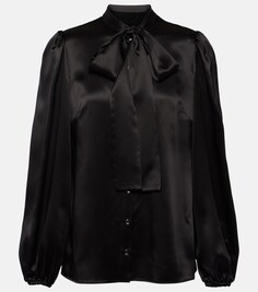 Блузка из шелкового атласа с бантом Dolce&amp;Gabbana, черный
