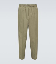 Прямые брюки из хлопкового поплина Jil Sander, зеленый
