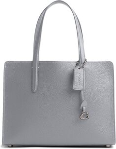 Сумка Carter 28 из полированной галечной кожи COACH, цвет Grey/Blue