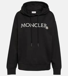 Худи из хлопкового джерси с логотипом Moncler, черный