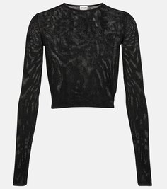 Прозрачный укороченный свитер Saint Laurent, черный