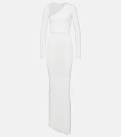 Асимметричное платье макси из джерси Alex Perry, белый