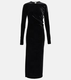 Платье миди из перекрученного бархата Toteme, черный