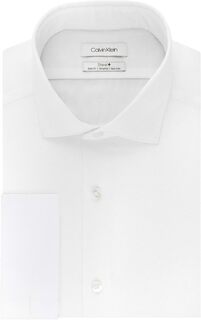 Мужская классическая рубашка Slim Fit без железа, эластичная однотонная французская манжета Calvin Klein, белый