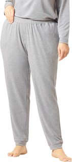 Однотонные домашние брюки больших размеров с манжетами и карманами HUE, цвет Medium Grey Heather