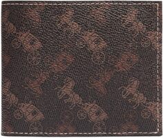 Кошелек Refined Double Billfold in Horse and Carriage Coated Canvas COACH, цвет Truffle