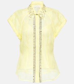 Блузка matchmaker с декором из шелка и льна Zimmermann, желтый