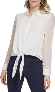Длинные рукава со сборками на плечах Calvin Klein, цвет Soft White