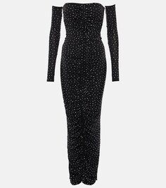 Украшенное платье макси без бретелек из джерси Alex Perry, черный