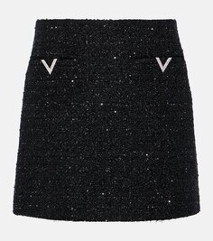 Твидовая мини-юбка Valentino, черный
