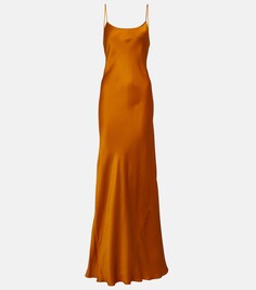 Атласное платье на бретельках Victoria Beckham, апельсин
