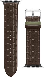 Светло-зеленый кожаный ремешок Keeper с Т-тиснением для умных часов, совместимый с ремешком для часов Apple 42 мм, 44 мм Ted Baker, коричневый