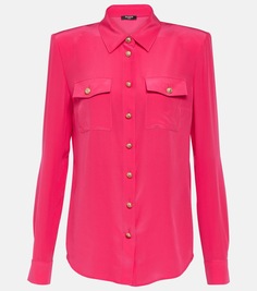 Рубашка из шелкового крепдешина Balmain, розовый