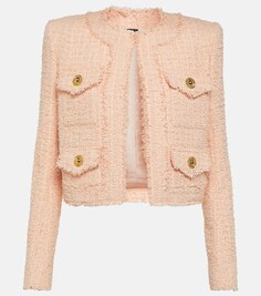 Твидовый пиджак с потертостями Balmain, розовый