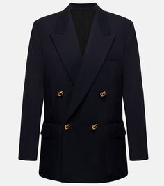 Двубортный шерстяной пиджак Bottega Veneta, синий