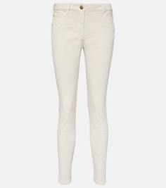 Узкие джинсы со средней посадкой Brunello Cucinelli, белый