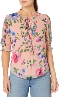 Блуза из жоржета Petite с цветочным принтом LAUREN Ralph Lauren, цвет Pink Multi