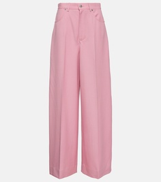 Широкие брюки со складками из шерсти Gucci, розовый