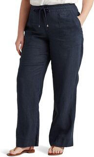 Льняные широкие брюки больших размеров LAUREN Ralph Lauren, цвет Lauren Navy