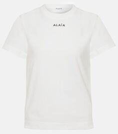 Футболка из хлопкового джерси с логотипом Alaïa, белый