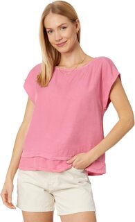Двухслойная блузка Tencel с короткими рукавами и широким воротником Mod-o-doc, цвет Coral Sun