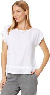 Двухслойная блузка Tencel с короткими рукавами и широким воротником Mod-o-doc, белый