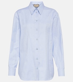 Рубашка из жаккардового хлопка с узором interlocking g Gucci, синий