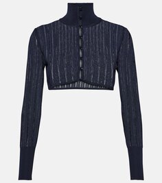 Кринолиновый укороченный кардиган Alaïa, синий