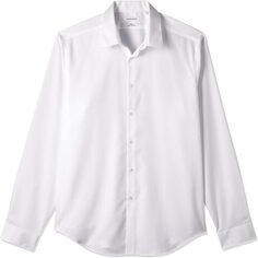 Мужская классическая рубашка приталенного кроя с раздвинутым воротником с узором «елочка» без железа Calvin Klein, белый