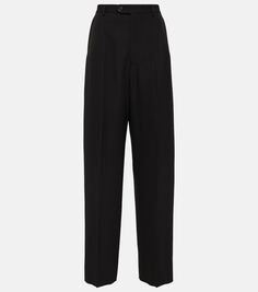Широкие брюки из шерсти со средней посадкой Balenciaga, черный