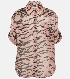 Рубашка из льна и шелка matchmaker safari Zimmermann, розовый