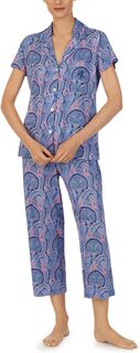 Пижамный комплект капри с короткими рукавами LAUREN Ralph Lauren, цвет Blue Paisley