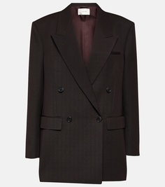 Двубортный шерстяной пиджак myriam The Row, коричневый