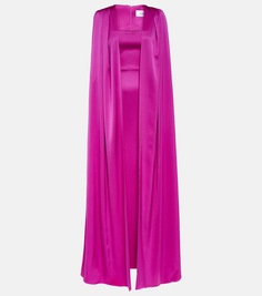 Атласное платье с накидкой Alex Perry, фиолетовый