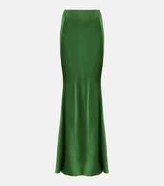 Атласная юбка макси с высокой посадкой Victoria Beckham, зеленый