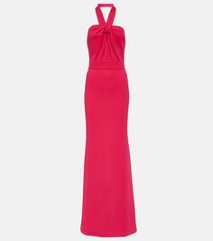 Креповое платье с воротником халтер Elie Saab, розовый